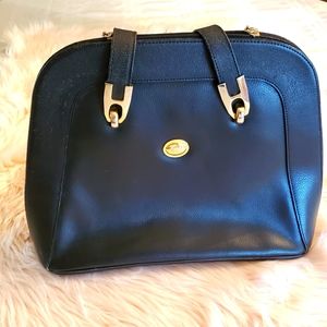 Paris focus black leather hand bag